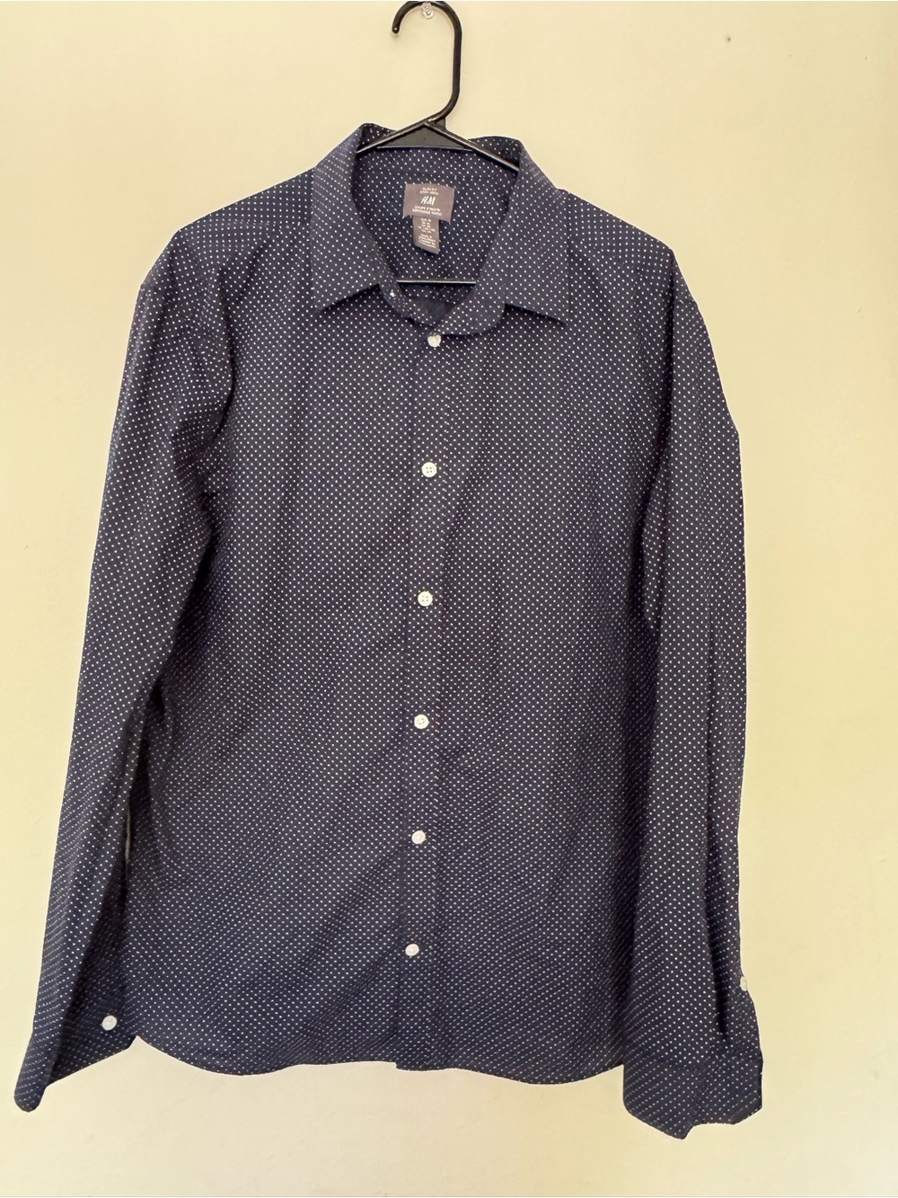 H&M Navy Blue Microdot Men's Button-Up Shirt